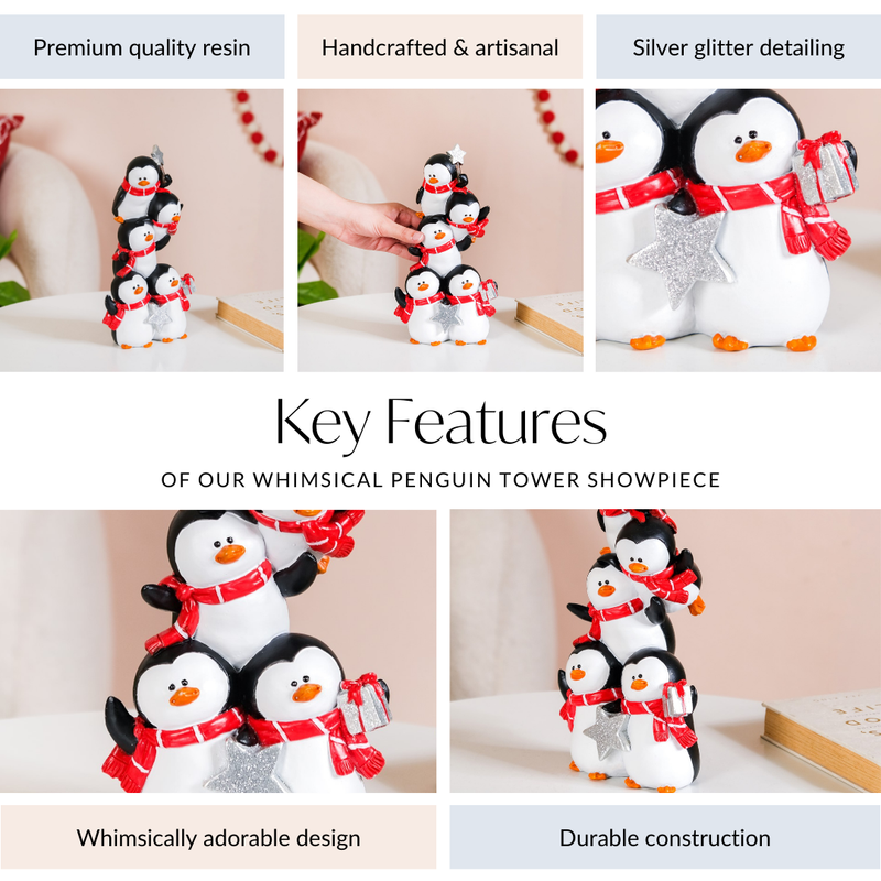Whimsical Penguin Tower Showpiece