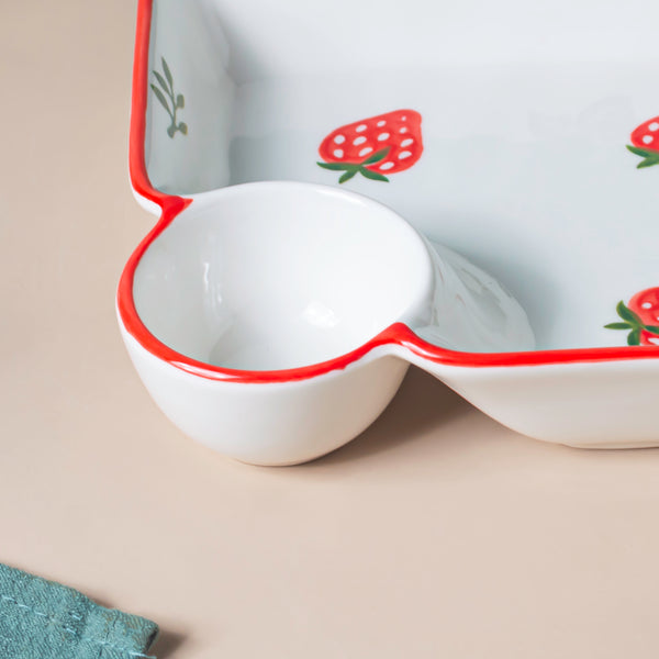 Berry Cute Strawberry Sectioned Plate Red