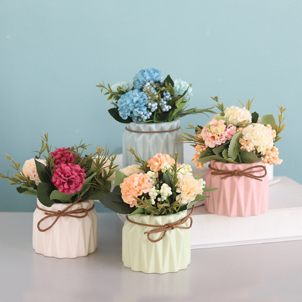 FLORA Vase with Flowers - white