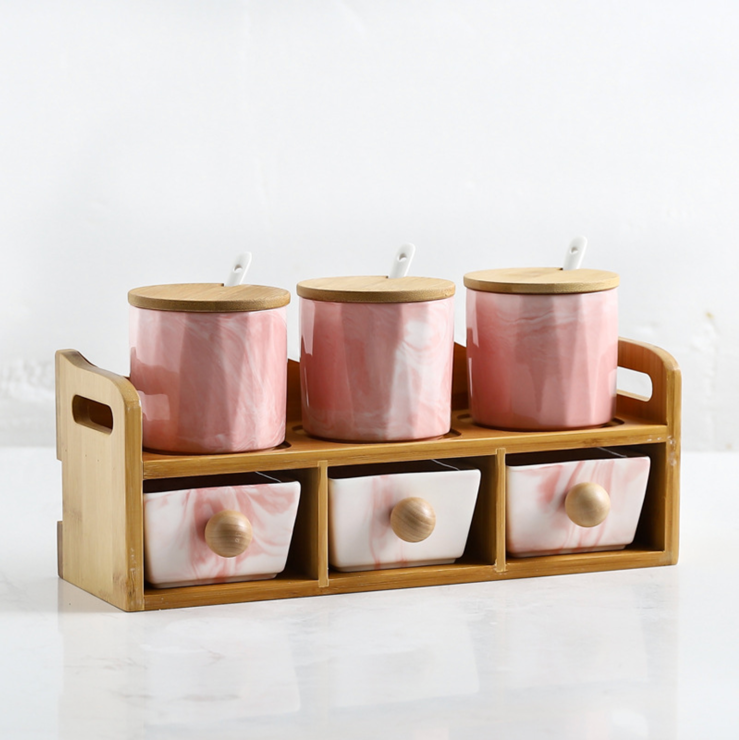 CHICERAMIC Marble Spice Box with Drawers - Pink