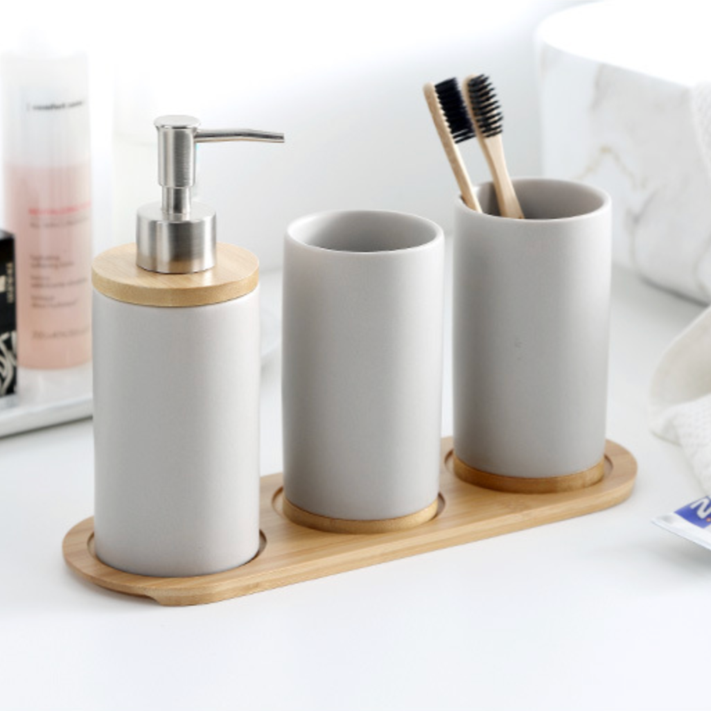 Bathroom Set Grey Online - Premium Bath Set | Nestasia