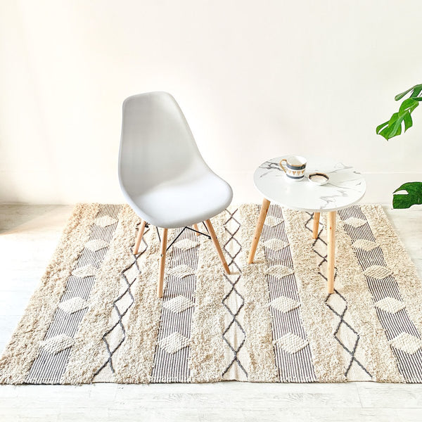 BOHO Harper Handwoven Rug - White & Grey