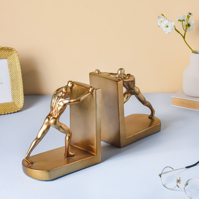 Muscular Men Book Rest Gold 6.5 Inch - Showpiece | Home decor item | Room decoration item