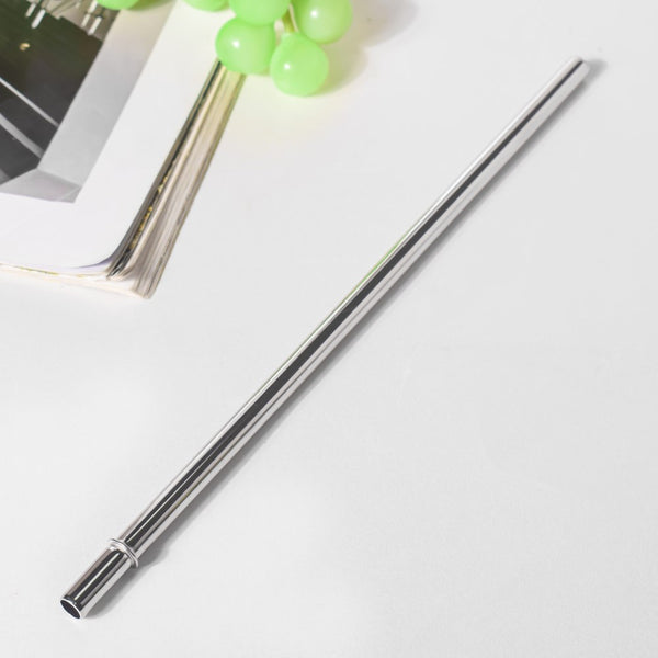 Double Walled Tumbler With Straw Silver 500ml
