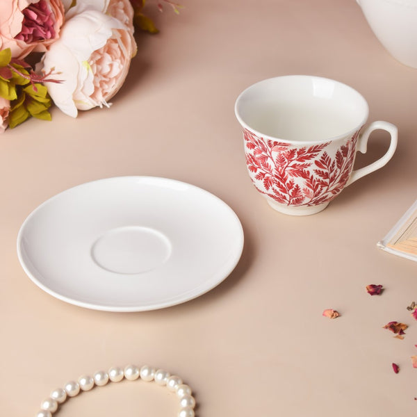 Autumn Fern Patterned Ceramic Cup And Saucer 200 ml