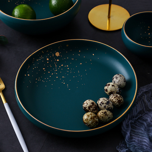 Cara Pasta Plate Midnight Green - Serving plate, pasta plate, lunch plate, deep plate | Plates for dining table & home decor