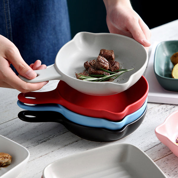 White Ceramic Dish With Handle