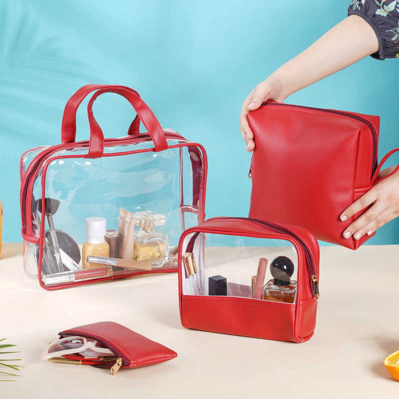 Red Travel Kit Set of 4