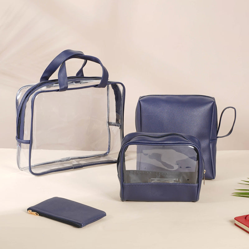 Navy Blue Travel Kit Set of 4