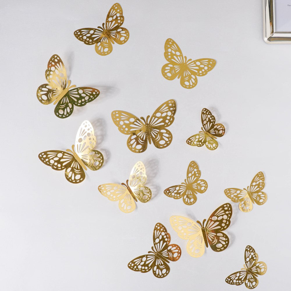 Yellow Gold Butterfly 3D Wall Stickers Set Of 12 Online - Premium Wall ...