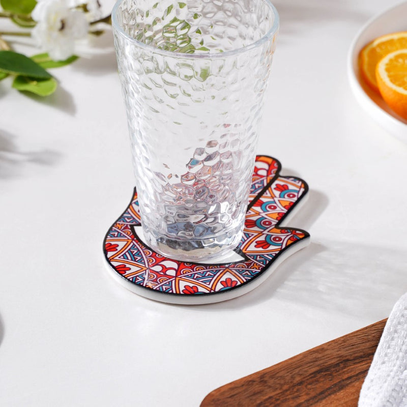 Traditional Red Healing Hamsa Hand Coaster