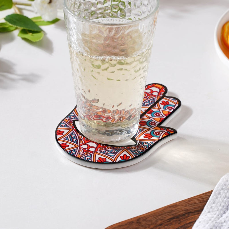 Traditional Red Healing Hamsa Hand Coaster