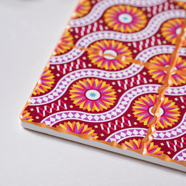 Orange Art Square Ceramic Tiled Trivet