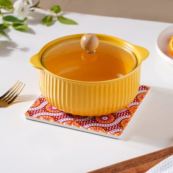 Orange Art Square Ceramic Tiled Trivet