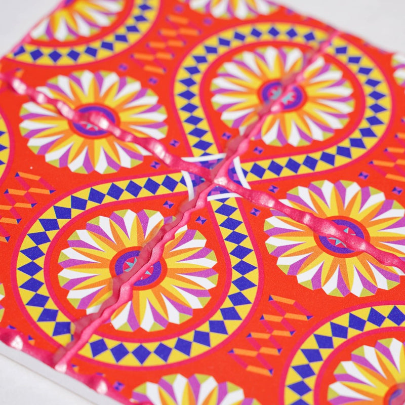 Ornate Orange Zellij Art Square Ceramic Tiled Trivet