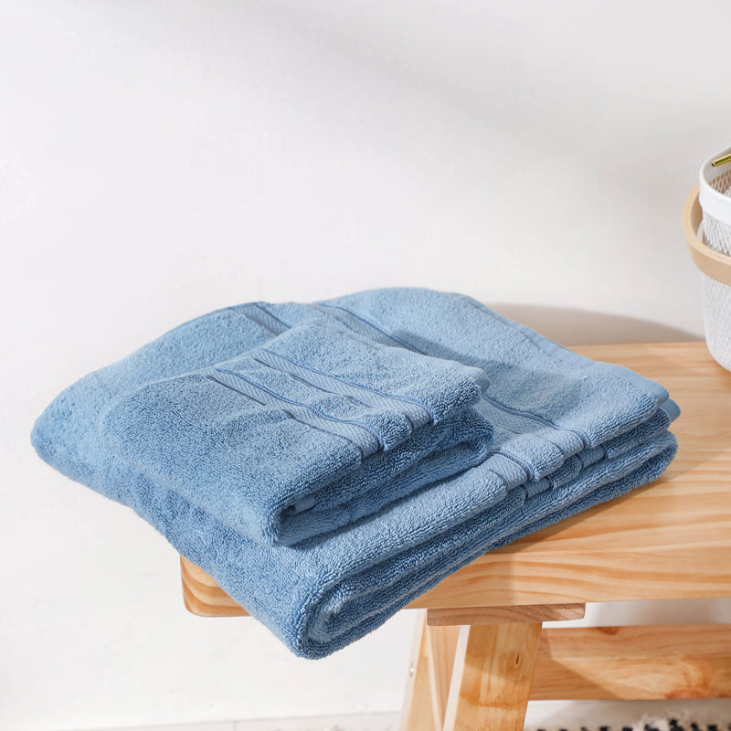 Bubbly Blue 100% Organic Cotton Towel Set of 2