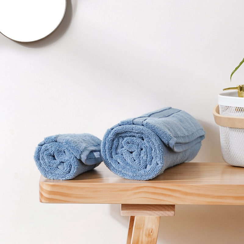 Bubbly Blue 100% Organic Cotton Towel Set of 2