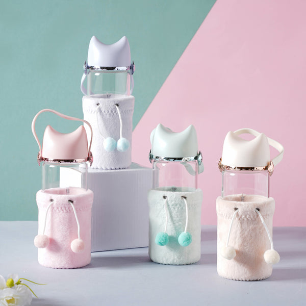 Cat Ear Water Bottle - Water bottle, glass bottle, cute water bottle | Bottle for Travelling