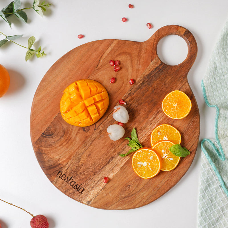 Farmhouse Round Wooden Platter 15 Inch - Cheese board, serving platter, wooden platter | Plates for dining & home decor