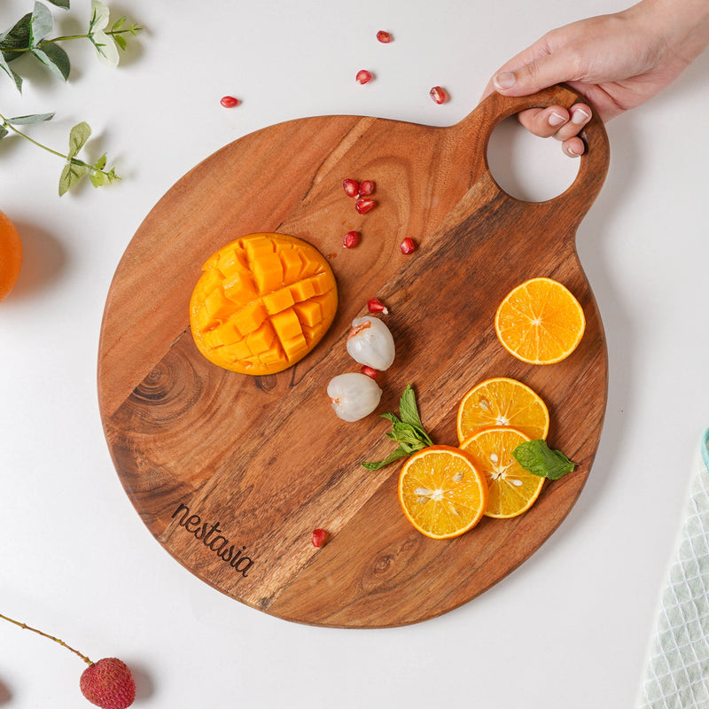 Farmhouse Round Wooden Platter 15 Inch - Cheese board, serving platter, wooden platter | Plates for dining & home decor