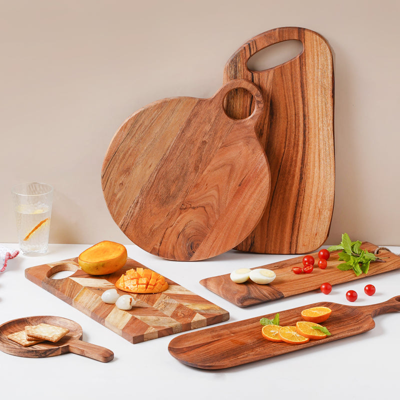 Acacia Farmhouse Platter With Handle 6 inch - Cheese board, serving platter, wooden platter | Plates for dining & home decor