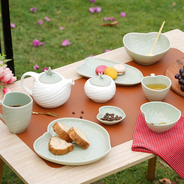 Taro Leaf Platter Large 11.5 Inch - Ceramic platter, serving platter, fruit platter | Plates for dining table & home decor