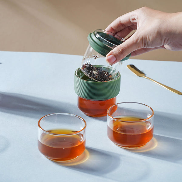 Glass Travel Teapot Set
