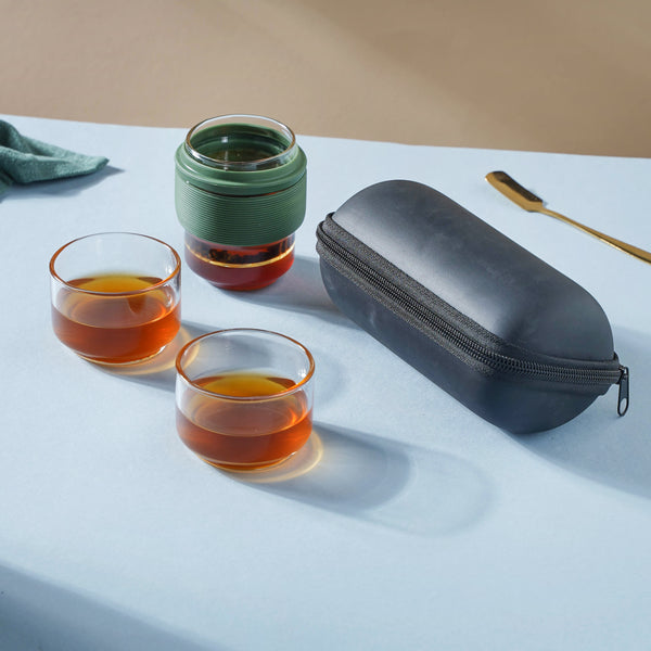 Glass Travel Teapot Set