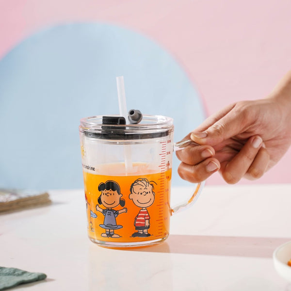 Sunshine Glass Tumbler Small With Lid And Straw 350 ml
