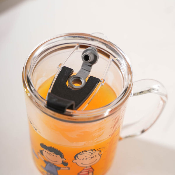 Sunshine Glass Tumbler Small With Lid And Straw 350 ml