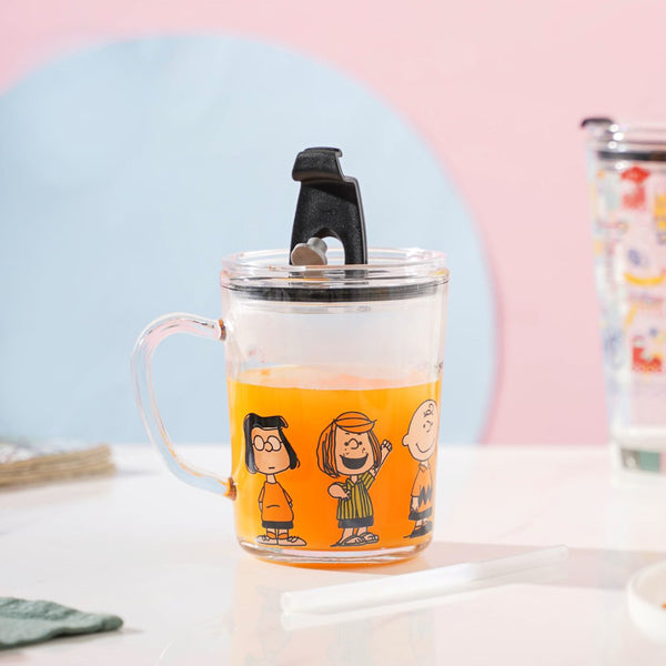 Sunshine Glass Tumbler Small With Lid And Straw 350 ml