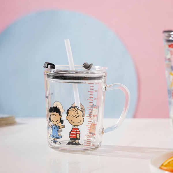 Sunshine Glass Tumbler Small With Lid And Straw 350 ml