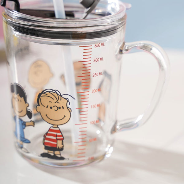 Sunshine Glass Tumbler Small With Lid And Straw 350 ml