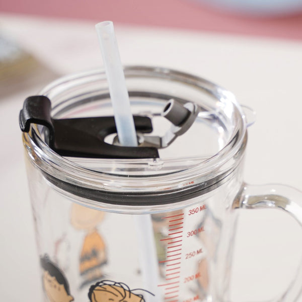 Sunshine Glass Tumbler Small With Lid And Straw 350 ml