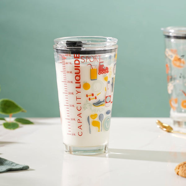 Quirky Glass Tumbler With Lid 400 ml