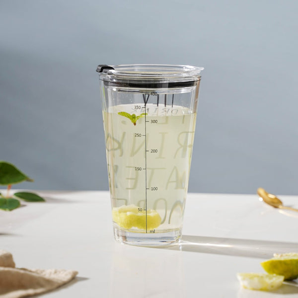Motivational Text Glass Tumbler With Silicone Lid 400 ml