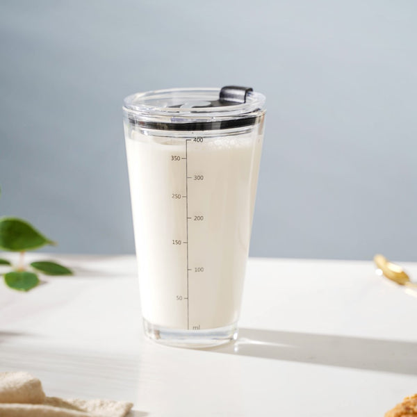 Motivational Text Glass Tumbler With Silicone Lid 400 ml