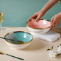Pink and Green Ombre 22 Piece Dinner Set For 6