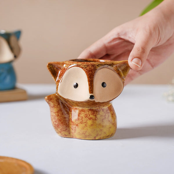 Foxy Ceramic Planter Brown