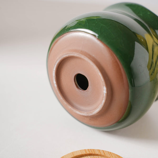 Botanica Emerald Ceramic Planter With Coaster