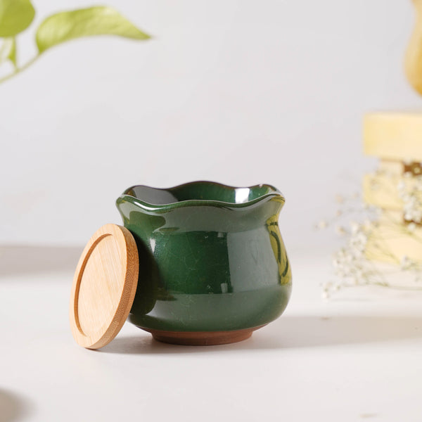 Botanica Emerald Ceramic Planter With Coaster