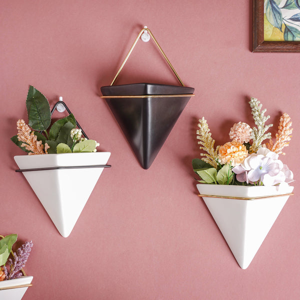 Triangular Ceramic Wall Hanging Planter Medium - Indoor planters and flower pots | Home decor items