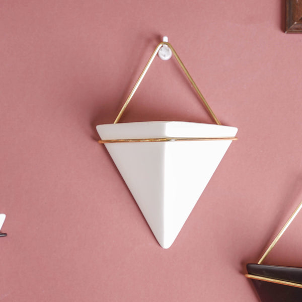 Triangular Ceramic Wall Hanging Planter Medium