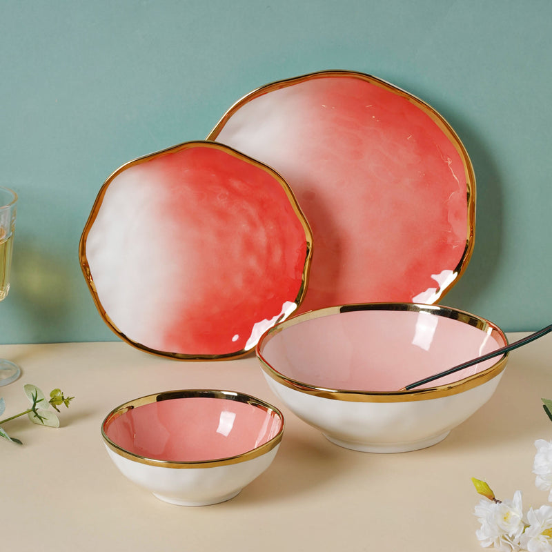 Pink Ombre 21 Piece Dinner Set For 6