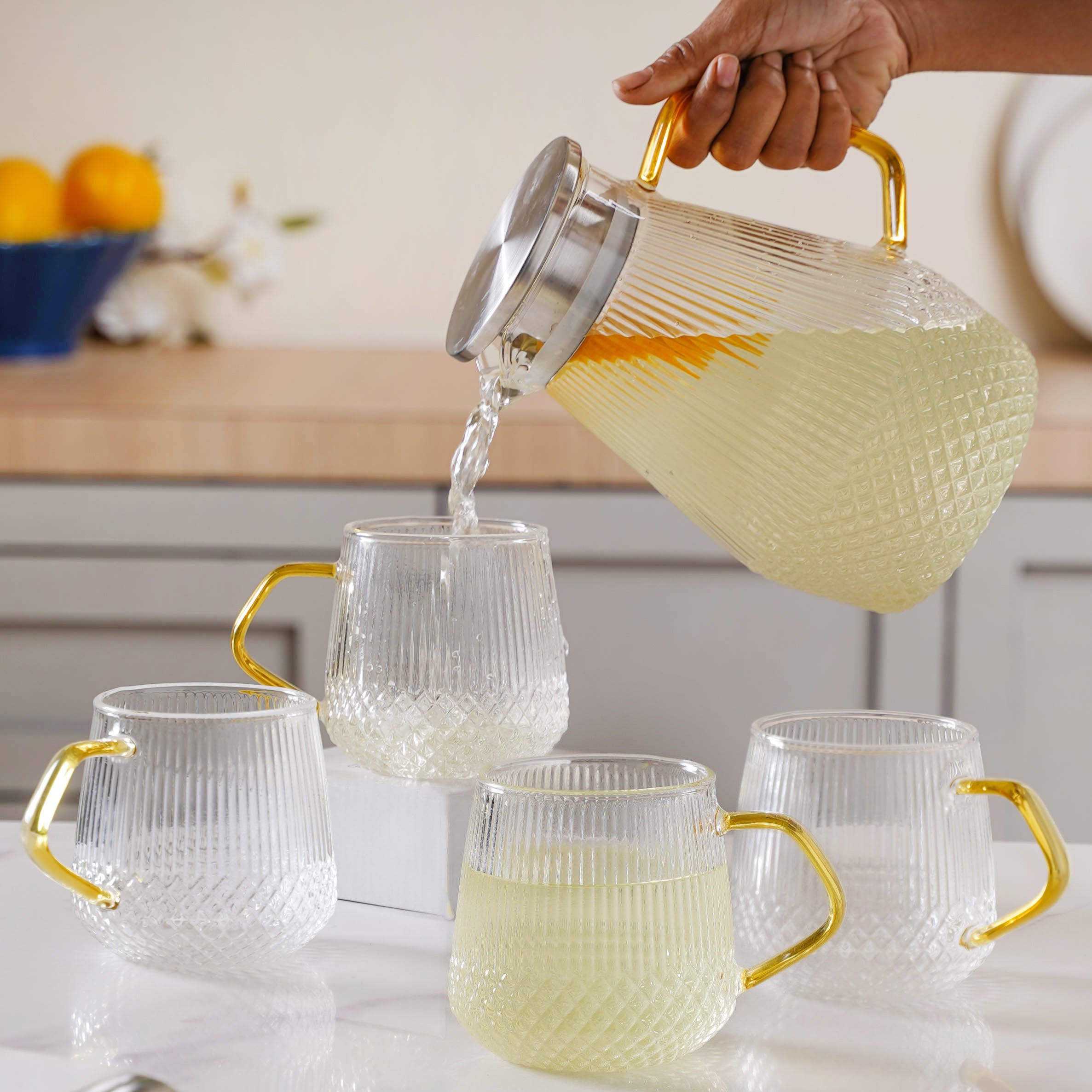 Classic Glass Tea Set of 5 Online Premium Jug Set Nestasia