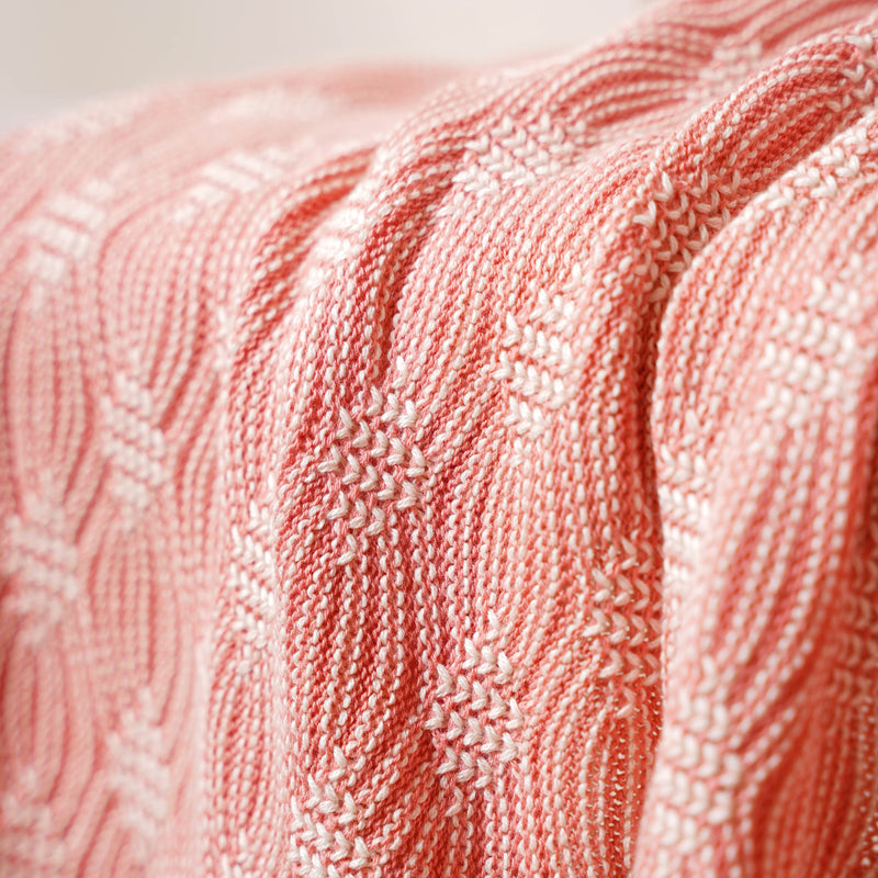 Peach and White Textured Throw