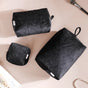 Sleek Black Vanity Pouch Set Of 3