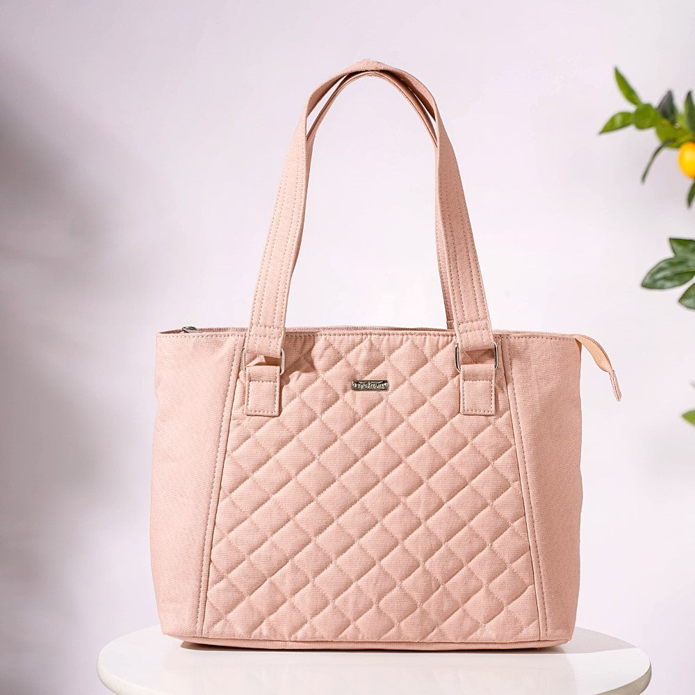 Pink Canvas Quilted Tote Bag Online Premium Tote Bag Nestasia