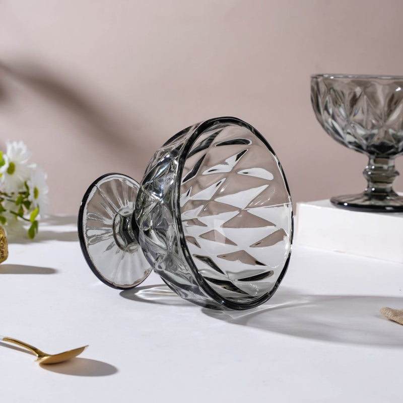 Luxe Glass Dessert Bowl Grey Set Of 6 300 ml