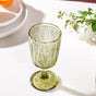 Vintage Engraved Wine Glass Green Set of 6 300 ml